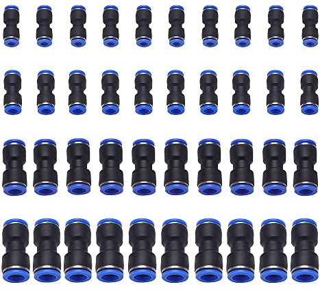 VooGenzek 40 PCS Straight Pneumatic Connectors, Push in Quick Release Fitting Connectors, for Air Water Hose 6mm/8mm/10mm/12mm