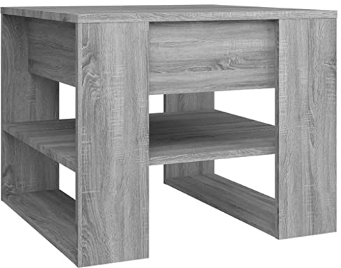 vidaXL Soffbord grå sonoma-ek 55,5x55x45 cm konstruerat trä, sidobord, soffa bord, sido bord, litet bord, vardagsrum bord, soffmöbler