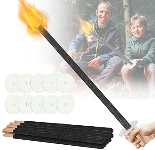 Tubiaz Fackeln 50 Stück Gartenfackeln für Draußen Brennzeit 100 min inkl. Handschutz mit Extra Langem Griff für Kinder Fackeln Nachtwanderung