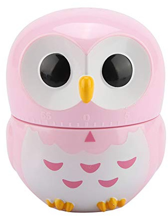 Owl Egg Timer, Owl Shape Kitchen Timers Manual Mechanical Hourglass Function Portable Alarm Clock 2 Minute Timer for Teeth Brushing for Cooking Baking Reading Learning(Pink)