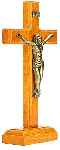Crucifix, Decoration Wooden Gifts Catholic Crucifix Religious Prayer for Home for Church for Desk
