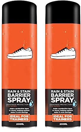 Rain & Stain Barrier Spray 200ml for Ideal for Trainers,Shoes – Waterproof, Mud Resistant & Anti-Stain Protection, Ideal for Trainers, Pack of 2