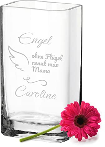 polar-effekt Blumenvase aus Glas mit personalisierter Wunschgravur - individuelle Leonardo Glas-Vase mit Namen - Geschenk zum Geburtstag und Muttertag - Frauengeschenk für Mama - Dekoration