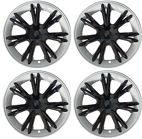 4PCS Nabenkappe Leistung Ersatzradkappe 19 Zoll Auto Radkappe Vollrandabdeckung Zubehör, kompatibel for Tesla Model Y 21-22 (Color : Model Y Black Silver)