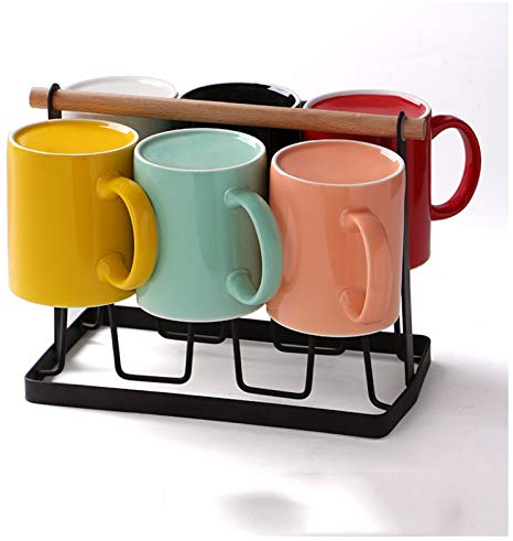 HASMI Coffee Cup Household Ceramic Mugs Coffee Cups in The Living Room with Shelves Party Drink Cups Personalized Milk Cups， Very Suitable for Multi-Person Gatherings Tea Cup (Color : Mash up)