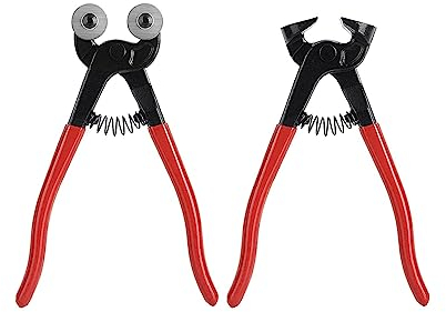 Omninmo 2pcs Glass Tile Nippers Set Ceramic Tile Nipper & Wheeled Glass Mosaic Nipper Tile Cutter Pliers Soft-Grip Handle Glass Running Plier Nipper Cutting Tools for Glass/Tile