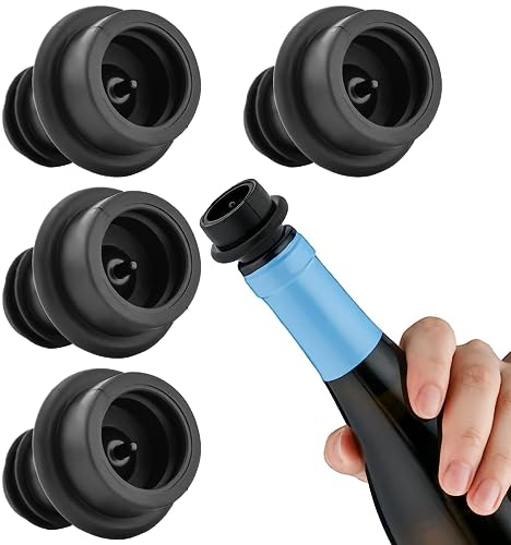4-in-1 Reusable Leak-Proof Bottle Stoppers - Keeps Wine, Beer, Sparkling Wine, Champagne Fresh for Outdoor Activities