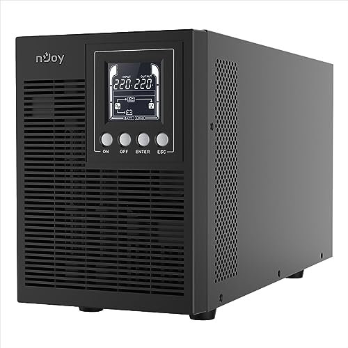 NJOY Echo Pro 2000 Gruppo di Continuità Server 2000VA 1600 Watt Con Ventole Silenziate, Doppia Conversione Online Onda Sinusoidale Pura, 4 Uscite Schuko, USB, RS232, EPO, 4 Batterie – Garanzia 3 Anni
