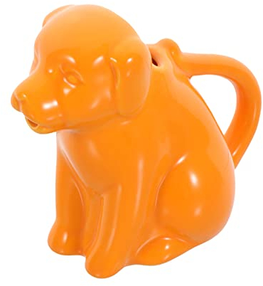 Coffee Syrup Dispenser Ceramic Creamer Dog Shaped Coffee Pitcher 40ml Gravy Boat Serving Sauce jar Honey Syrup Dispenser for Sugar Matcha Cappuccino hot Chocolate White Candy Dish (Color : Orange)