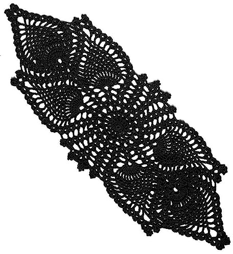BOMHCS Handgefertigte Häkeldeckchen Halloween Spinnennetz Spitze Tischsets Urlaub Küche Abendessen Matte Cafe Tischläufer (1pc, 15,2 x 48,3 cm)