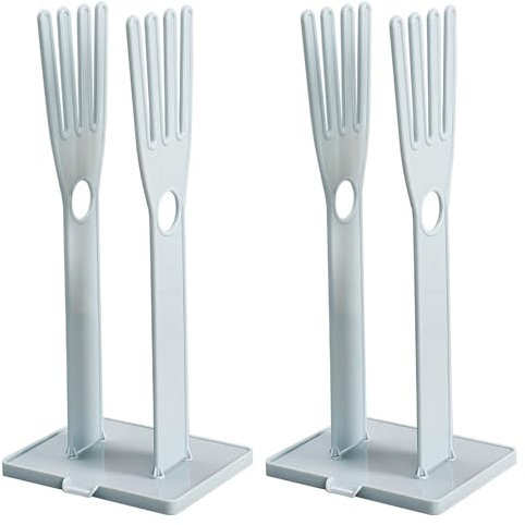 Neroyaner Kitchen Glove Holde 2 Sets Kitchen Washing Glove Drying Rack with Towel Storage Hole and Drain Outlet Cleaning Dryer with Detachable Base Storage Stand