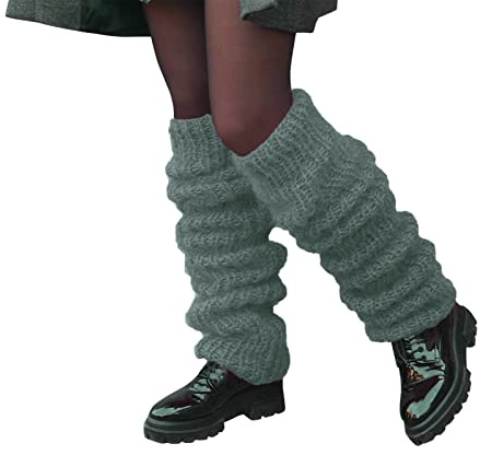 Kswlwccpp Stulpen Damen Schwarz: Warm Bequem Extra Weit Fell Beinwärmer Leg Warmers Weich Winter XXl Gestrickt Beinstulpe Stulpensocken Flauschig Lang Stulpen Kniestrümpfe