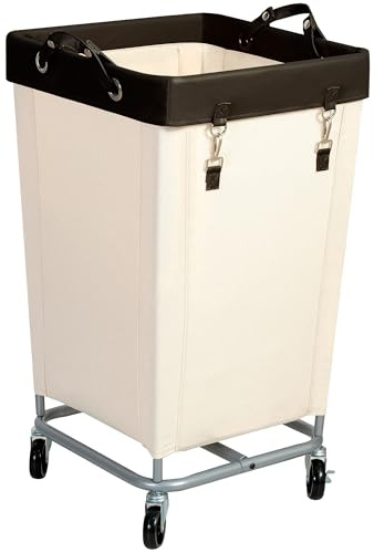 STO STO Wäschekorb mit Rollen, 160 l, kommerzieller rollender Wäschesortierwagen mit robustem Stahlrahmen, großer Wäschekorb mit Griffen für Hotel, Badezimmer, Waschküche, Beige und Braun