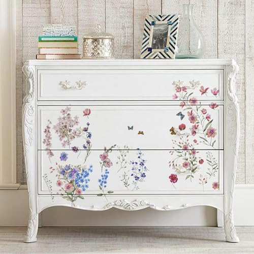 neukids UV DTF pegatina frotar en muebles pegatina, flores silvestres de color rosa, sala de estar dormitorio escritorio mueble Mueble Calcomanía
