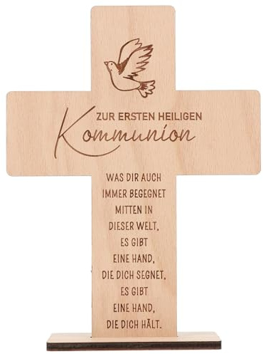 Spruchreif | Holzkreuz mit Gravur | Holzaufsteller Kreuz | Geschenke aus Holz | Christliche Geschenk | Geschenk Kommunion