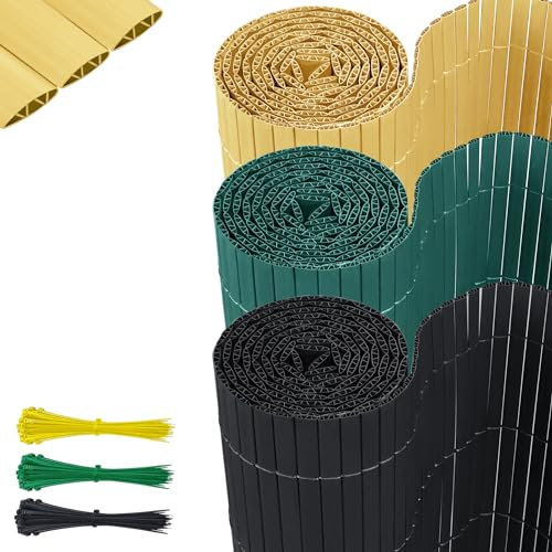 SUBTLETY 120x500cm PVC Gartensichtschutz Zäune Wetterfeste Sichtschutzzaun mit Kabelbindern W-Form Sichtschutzmatte Übersteigschutz & Windschutz Sichtschutz für Garten Terrasse Balkon (Beige)