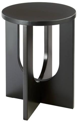 Table à café Table d'appoint aux Lignes Graphiques Bois Noir D 40 cm - Atmosphera