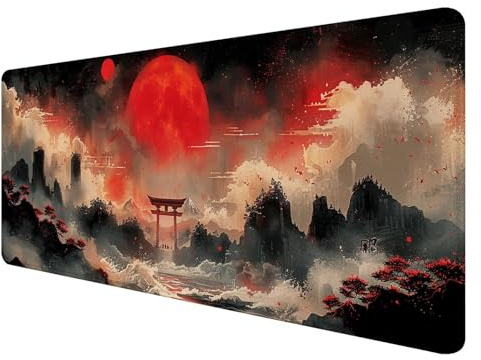Gaming Mauspad XXL 900 x 400 mm, Schwarz Mauspad Groß mit Vernähten Kanten, Gaming Mousepad Japan mit Verbessert Präzision und Geschwindigkeit, Mousepad XXL Wasserdicht für Gaming, Büro, Zuhause I-3