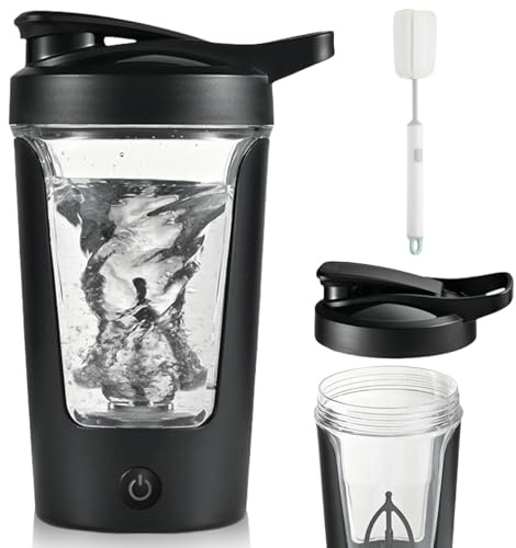 Elektrischer Shaker, USB C Wiederaufladbare Mixer, BPA Frei, Automatischer Protein Mixer für Protein-Shakes Mahlzeit Ersatz (Schwarz)