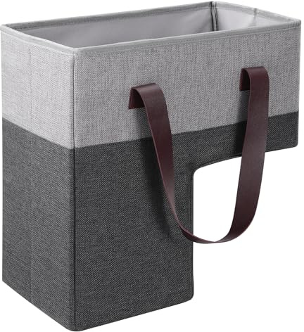Navaris Panier escalier - Panier d'escalier Pliable en Forme de L 35 x 19 x 37 cm avec poignée Similicuir - Panier Rangement Organiseur Linge Jouet