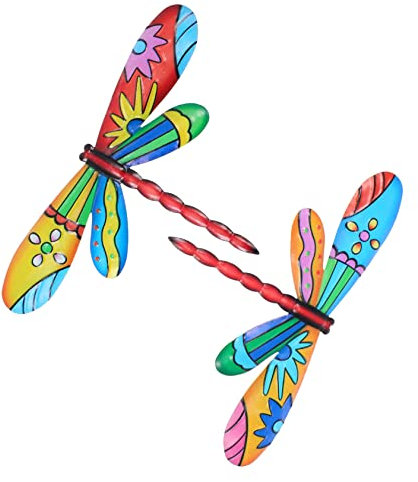 Amosfun 2pcs Iron Dragonfly Ornaments Home Decorations Textured Surface Dragonfly Decorations for Garden Home