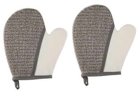 minkissy 2stücke Peelinghandschuhe Exfolierende Badehandschuhe Aus Leinenstruktur Mit Verstärktem Rand Langlebig Hygienisch Stark Reinigend Für Körpermassage Und Tägliche Dusche Geeignet