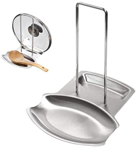 OONOYWOO Pot Lid and Spoon Rest Stainless Steel Pan Pot Cover Lid Rack for Cooking Utensils, Pot Cover Rack, Durable, Space-Saving, Kitchen Tool