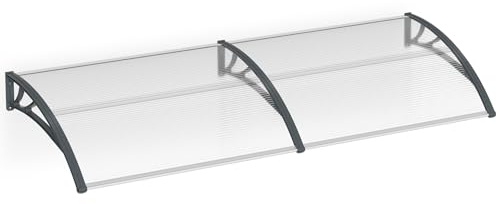 XMTECH Vordach Haustürvordach 200 x 100cm Pultbogenvordach Überdachung für Haustür Transparent Polycarbonat,Türdach Pultvordach 5 mm Sonnenschutz für den Außenbereich