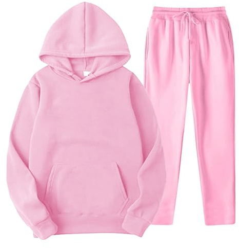 YOSUWOAI Männer und Frauen Sport Set Winter Fleece Thermo Jogginganzug Einfarbige Sportanzug Loose Kapuzenpullover Beam Feet Sportosen Fitness Trainingsanzug Zweiteiler Sweatpants Anzug