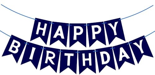 Kiyanest Striscione di Buon Compleanno Blu Navy – Decorazione Classica per Feste (5M)