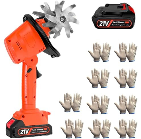 21V Cordless Mini Tiller Cultivator, 235 RPM Electric Garden Rotavator with 2 Battery & 10 Gloves, 10cm Tilling Width,10cm Working Depth with 4 Rows Tines, Hand-Held Micro Tiller Weeding Machine