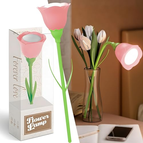 SFBKGTU Flexibel Rosa Rose Akku Leselampe Bett, Hals Buchlampe LED Dimmbar | Tragbare LED Leselicht Buch Aufladbar 3 Farbtemperatur & Dimmen, Geschenk für Mädche Kinder Mama Weiblich Ehefrau Freundin