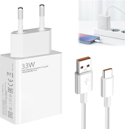 Huybaa 33W Cargador Rapido con Cable USB Tipo C de 2M, Cargador de Pared de Carga Rápida, Turbo Tipo C Adaptador Charger para 14, 13, 12, 12t, 12s, 11, 11s, Pro, Plus, Nota K6