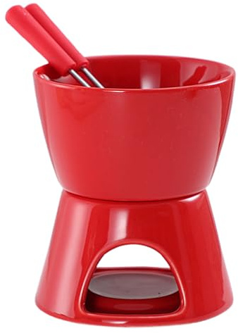 Set di pentola per cioccolato - Coppa di fonduta in ceramica, Meltro di cioccolata calda | Taglie di scioglimento da 300 ml con forchette di forchette, ora di tè, picnic, prelibatezze, snack sulla