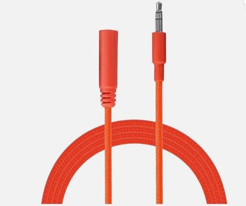 LockMingle AUX Stereo Audio Extension Lead – 1m Braided 3.5mm Aux Cable, Male to Female Jack for Headphones & More Orange