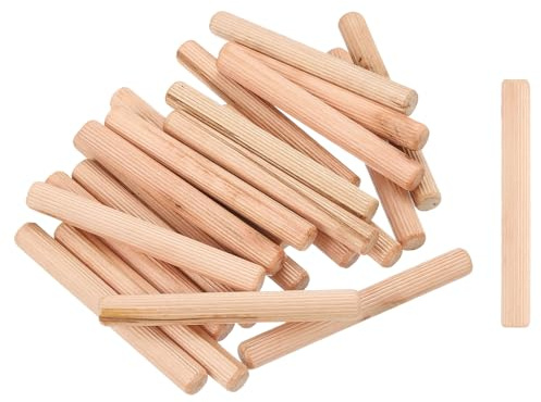 QUARKZMAN 50Stk 1/2x3-15/16 Holzdübel Verjüngte Hartholzdübel Holzstifte | 12mmx100mm, Mit Rillen Und Abgeschrägten Enden, Für Möbel DIY Bastelarbeiten