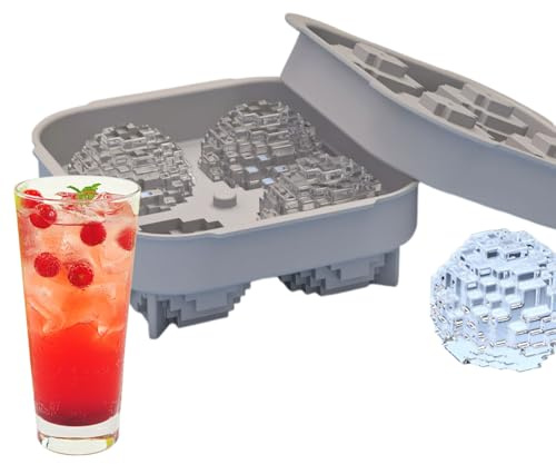 Qiwieod Ice Moulds in Golf Ball Shape for Whisky, Silicone Ice Mould for the Freezer in 4 Golf Moulds, 3D Ice Cube Tray, for Making Whisky Cocktails, Tequila, Vodka, Fruit Jelly, Chocolate
