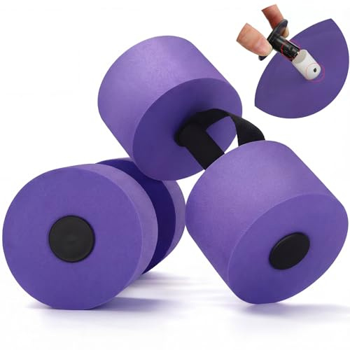 Soulchen Pool Exercise Equipment Water Dumbbells Pool Resistance Aerobic Weights EVA Foam Dumbbell with Handle Strip for Aqua Therapy Water Aerobics Weight Loss Fitness(Purple,Heavy)