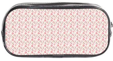 Fbghhty Tazas de té con rosas románticas y desgastadas para estudiantes, niños y niñas, estuche transparente organizador de papelería, suministros
