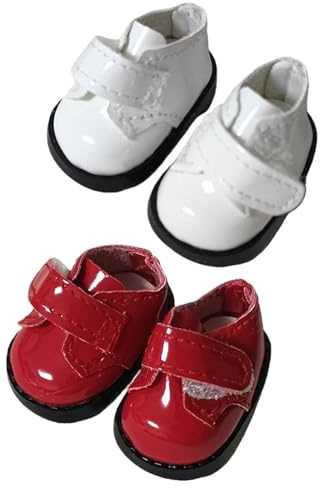Asukohu 1. 2 Paar realistische Miniatur-Puppenschuhe, weiches PU-Schuh-Set für Puppen und Foto-Requisiten, PU-Leder-Puppenschuhe für Mädchen, Kinder, Pretend Play Schuhe
