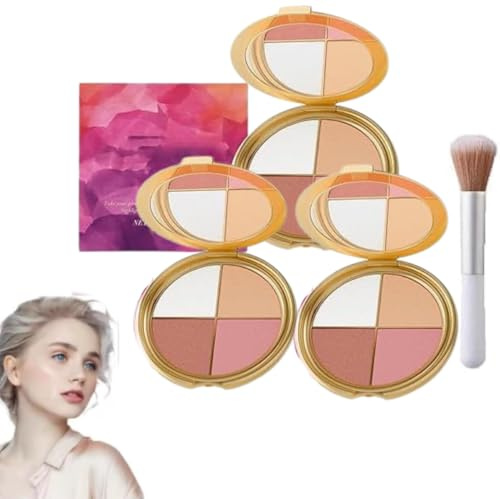 Palette Illuminatrice Yeux et Joues, Maquillage 4 en 1 avec Teintes Illuminatrices pour Blush, Kit de Contour, Fards à Paupières et Illuminateur (3 pièce)