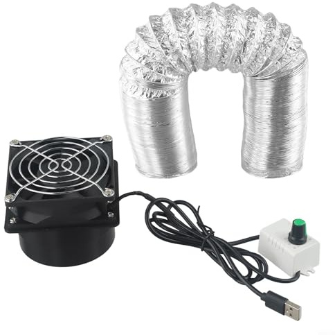 HEIBTENY Tragbarer USB-Abluftventilator mit einstellbarer Geschwindigkeit, 8 cm Durchmesser, für Lötpistolen und Eisen, Luftbelüftung für Küche und Werkstatt, für Heimwerker (Ventilator plus 6 m Rohr)