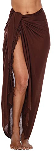 SHU-SHI Sarong Damen Pareo Strandtuch zum Binden, Wickeltuch & Strandkleid Cover Up für Bikini & Badeanzug mit Kokos-Clip, leicht & luftig