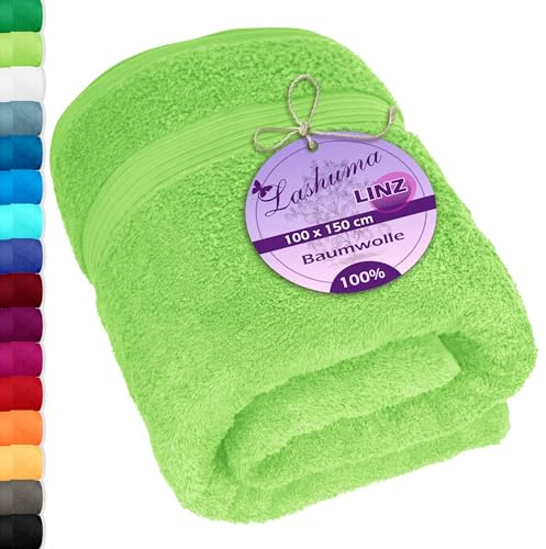 Lashuma großes Schulter Badehandtuch 100x150 cm, Linz Flauschiges Handtuch XXL Grün - Apfel