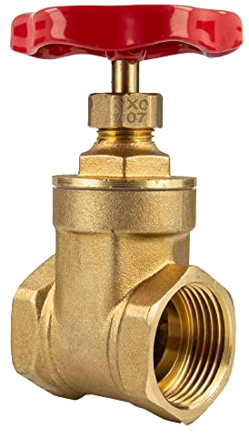tecuro Messing-Muffenschieber metallisch dichtend, beidseitig Innengewinde 3/4 Zoll, inkl. PTFE -Dichtungen und Stopfbuchse