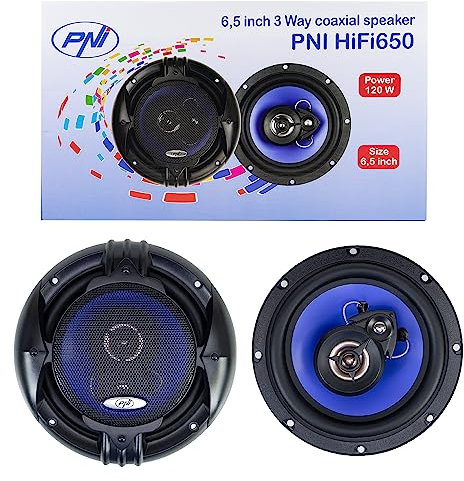 Altoparlanti coassiali per auto PNI HiFi650, 120W, 16,5 cm, 3 cavalli, griglia inclusa, set di 2 pezzi