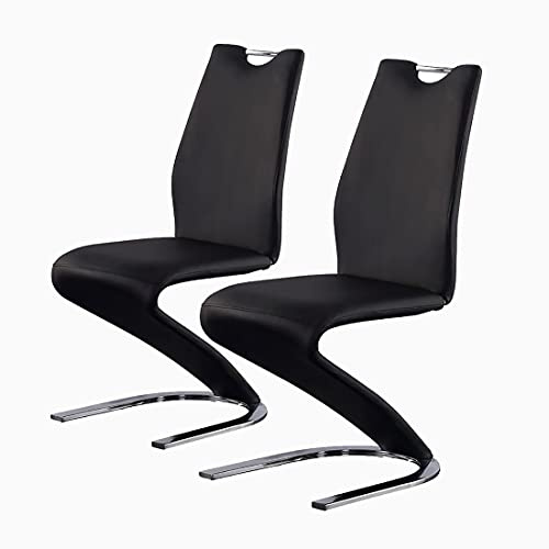 JIEXI Mermaid-Inspired Dining Chair Set of 2, Streamlined and Comfortable Chair for Home Dining living room, Leisure Creative Leather Art bar Counter Chair seat (black)