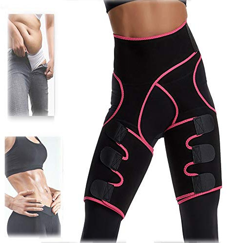 LJJ 3-in-1 Gewichthebergürtel Waist Trainer, Oberschenkel Trimmer, Verstellbarer zur Fettverbrennung Fitnessgürtel Damen Herren,A-116cm