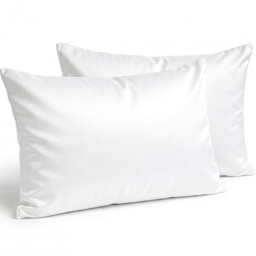 Pizuna 2 Federe per letto matrimoniale cotone 50x80 cm Bianco 400 fili | Federe cuscino 100% cotone a fiocco lungo, trama sateen, 50x80 cm, colore Bianco, 400 fili, set da 2 pezzi
