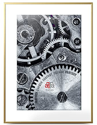 aFFa frames Bilderrahmen 70x100 cm - Aluminium Fotorahmen Alu mit Acrylglas und HDF Rückwand - Posterrahmen für Fotos Urkunden Kunst Bilder Mattgold